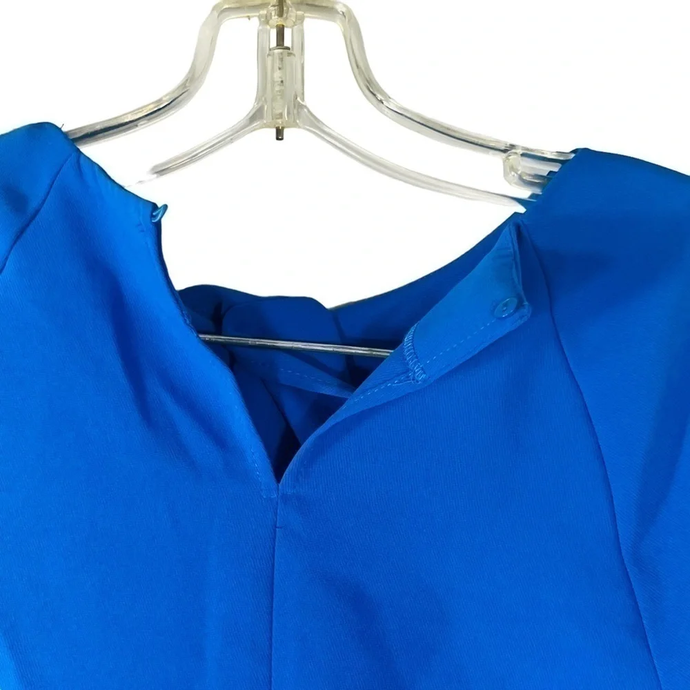ZARA electric blue front crossover cropped blouse long sleeve keyhole size XS - Picture 7 of 14
